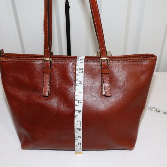 Gianni Conti Womens Brown Leather Tote Bag Large Buckle Adjust Straps With *Flaw - Picture 9 of 13